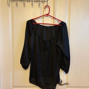 Ann Taylor Black and White Polka Dot Blouse